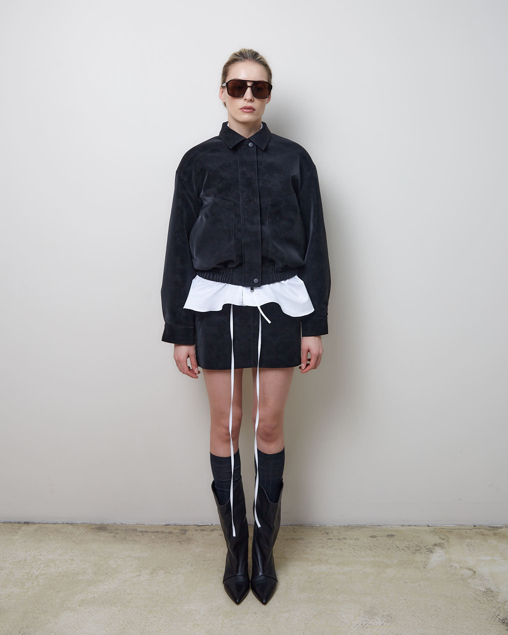 Куртка утепленная из искусственной замши черный