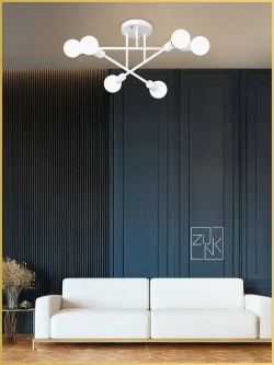 Люстра потолочная подвесная 6 рожков на кухню, в спальню, в гостиную, для зала или в комнату светильник для всех видов потолков