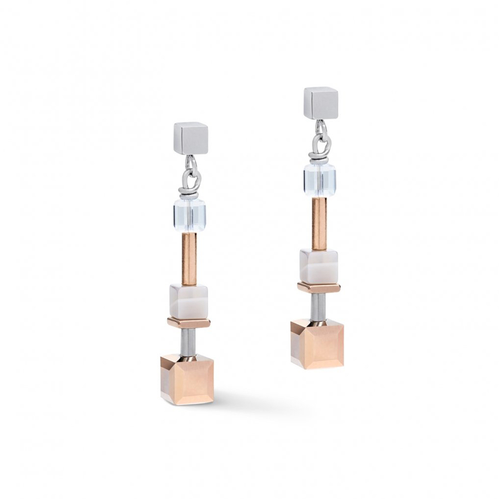 Серьги Coeur de Lion Rosegold-Silver 5061/21-1631 цвет прозрачный, серый