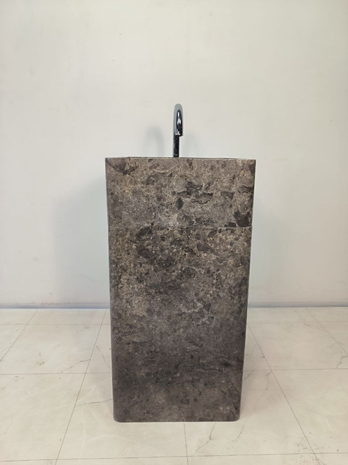 Раковина напольная из мрамора Square Grey RN-65932 45х45х90 из натурального камня