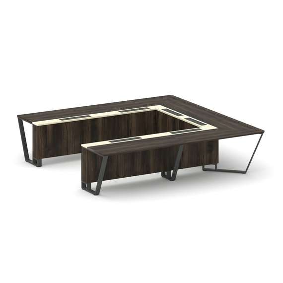 Steel Meet Стол переговорный П-образный KMK-PR.B.SP-11P Дуб Мали/Ваниль Глянец/Металл Антрацит 3200*