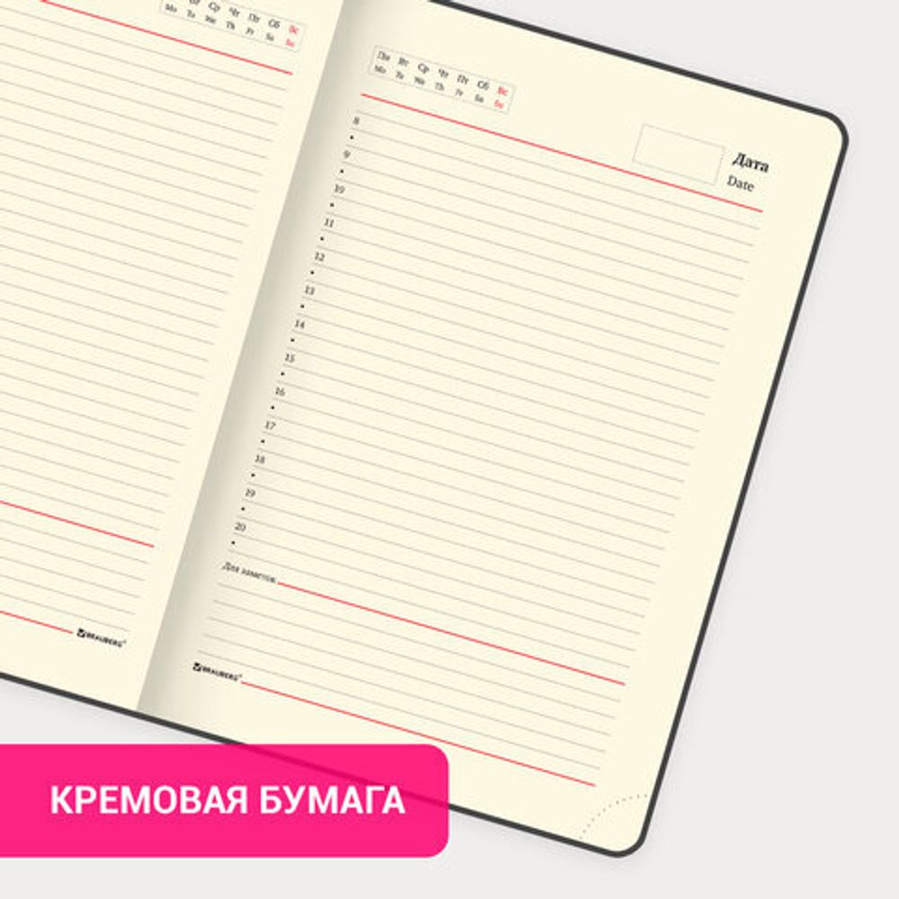 Ежедневник недатированный А5 155х213 мм BRAUBERG "Wild", под кожу, магнит, 160 л., SNAKE, серый, 116234