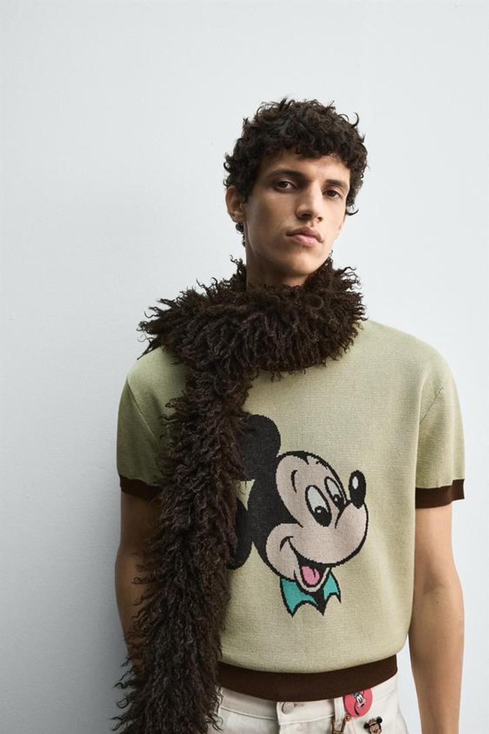 ZARA HARRY LAMBERT X DISNEY ВЯЗАНАЯ ФУТБОЛКА MICKEY MOUSE, ЖЕЛТЫЙ