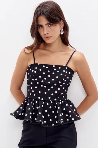 Топ в горошек черного цвета