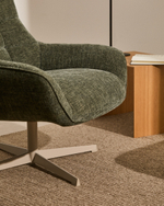 Teryl Кресло из шенилла зеленого цвета с серым металлом