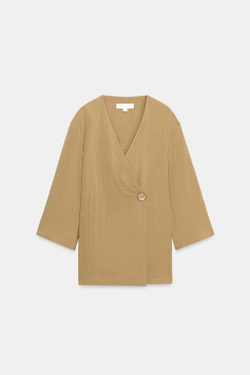 ZARA ДВУБОРТНЫЙ ЖАКЕТ С БОКОВЫМИ РАЗРЕЗАМИ, РЫЖЕВАТО-КОРИЧНЕВЫЙ