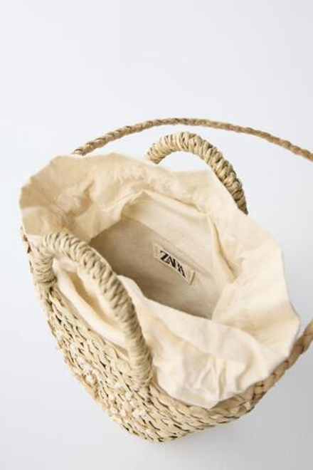 ZARA СУМКА С ЦВЕТОЧНЫМ ПРИНТОМ, ПЕСОЧНО-КОРИЧНЕВЫЙ