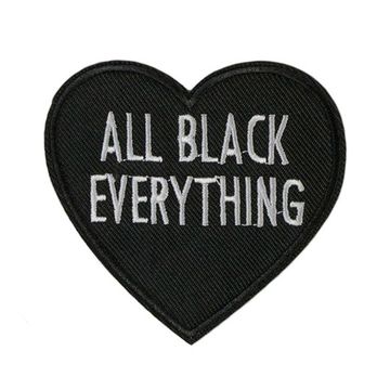 Нашивка термоаппликация на одежду и на рюкзак. All Black, Сердце, Черный