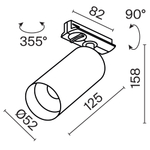 Трековый светильник Technical TR021-1-12W3K-W-BBS