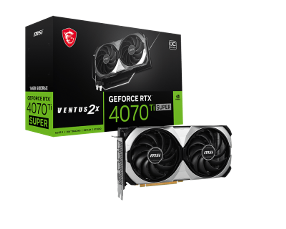 Видеокарта MSI GeForce RTX 4070 Ti SUPER 16G VENTUS 2X OC, 16GB, GDDR6X, 256-bit, HDMI 3xDP