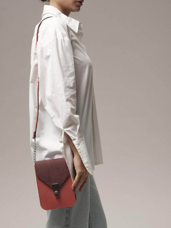 Сумка замшевая кросс-боди розовая горох