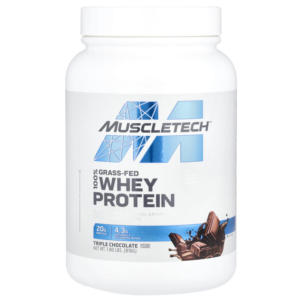 MuscleTech, 100% сывороточный протеин травяного откорма, тройной шоколад, 816 г (1,80 фунта)
