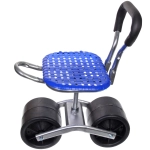 Стул садовый на колесах для прополки и работы в саду 35*47*14см с поворотным механизмом(360°) складная спинка, цвет синий