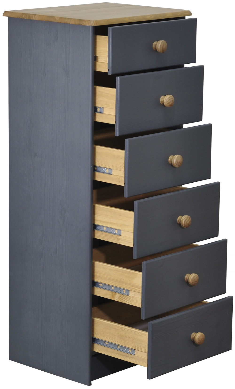 Комод, 43х34х102, Хаба, с ящиками, для одежды и игрушек, из массива дерева, в спальню и детскую, серый/антик, Dipriz