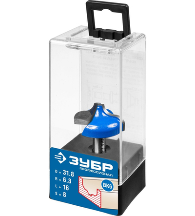 ЗУБР 31.8 x 16 мм, радиус 6.3 мм, фреза пазовая фасонная №2, Профессионал (28741-31.8)