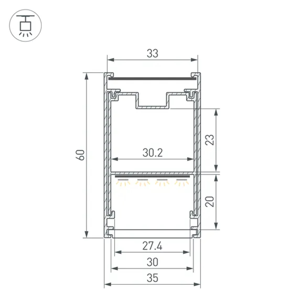 Профиль LINE-3560-BENT-SIDE-2000 ANOD (Arlight, Алюминий) 062978