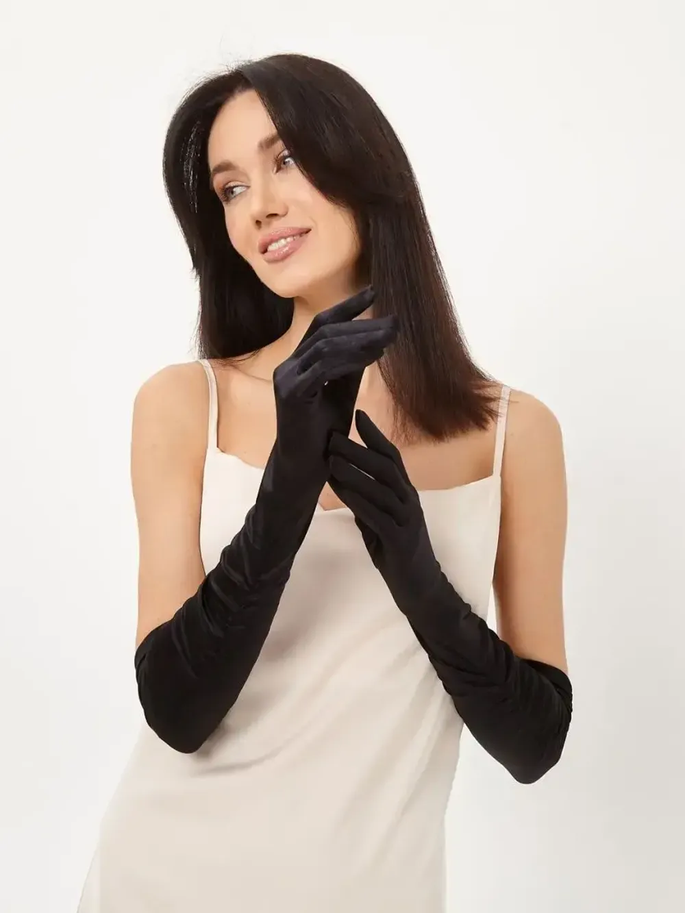 Перчатки длинные атласные