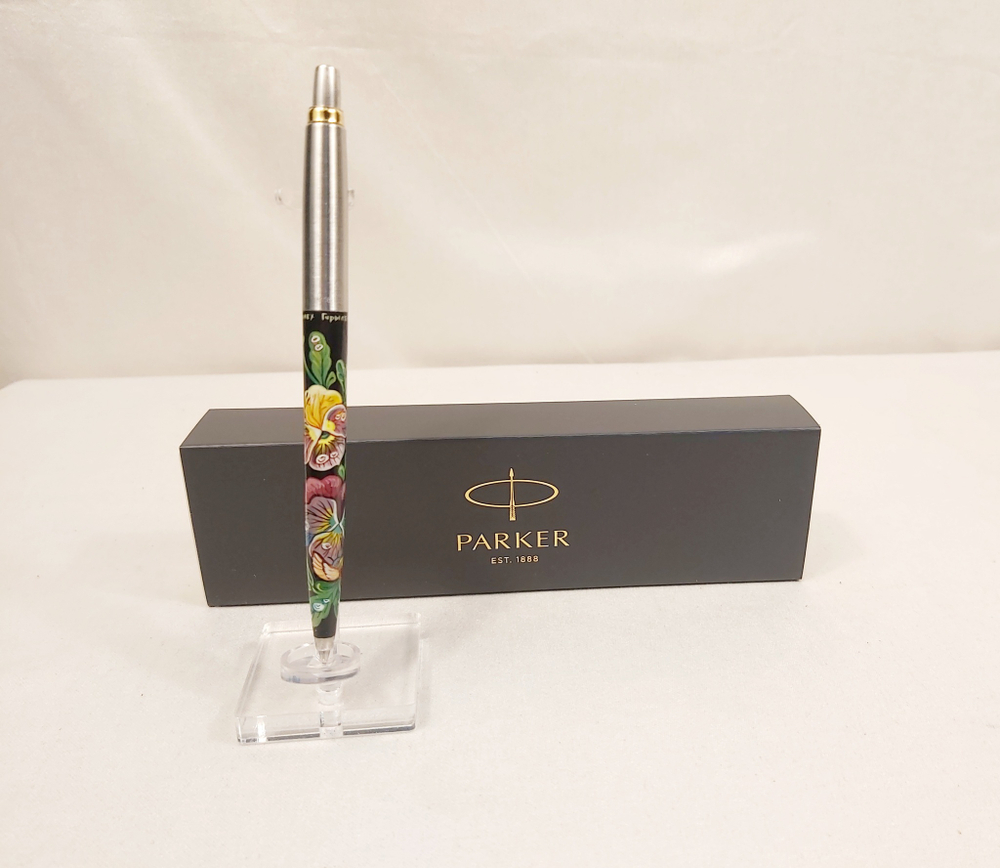 Ручка "Анютины глазки" с ручной росписью Палех