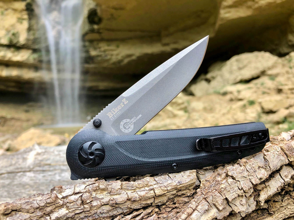 Складной нож Biker Z M390 Black G10 StoneWash