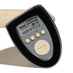 TLD-542 Cream-LED-300Lm-5000K-Dimmer Светильник настольный c часами. календарем. термометром. 5W. Сенсорный выключатель. Кремовый стилизован под кожу. TM Uniel.