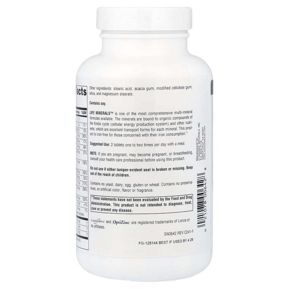 Source Naturals, Life Minerals™, без железа, 120 таблеток