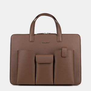Сумка для MacBook Pro 13 - 14 с карманами из кожи теленка, цвета шоколад