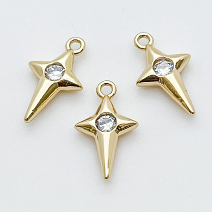 Подвеска Звезда, цвет золото, фианит, размер 13*8 мм, цена за 1 шт