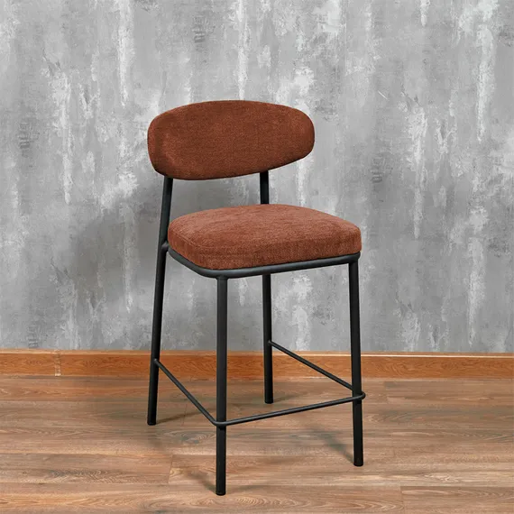 Полубарный стул Arvo 65 см, терракотовый шенилл с черными ножками