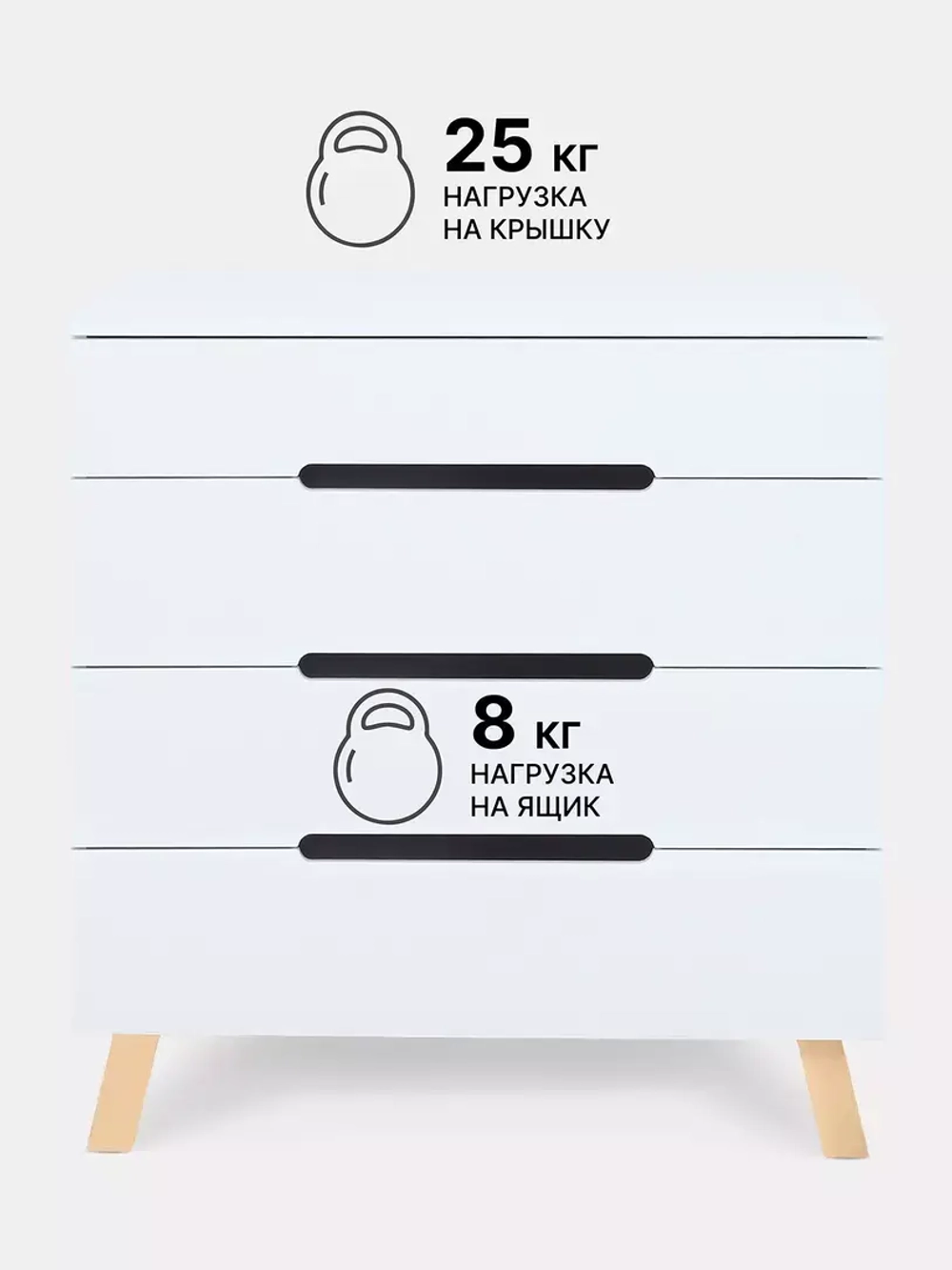 Комод RANT "INDY PRO" с органайзером 80 см. 4 ящика (арт.123) Cloud White