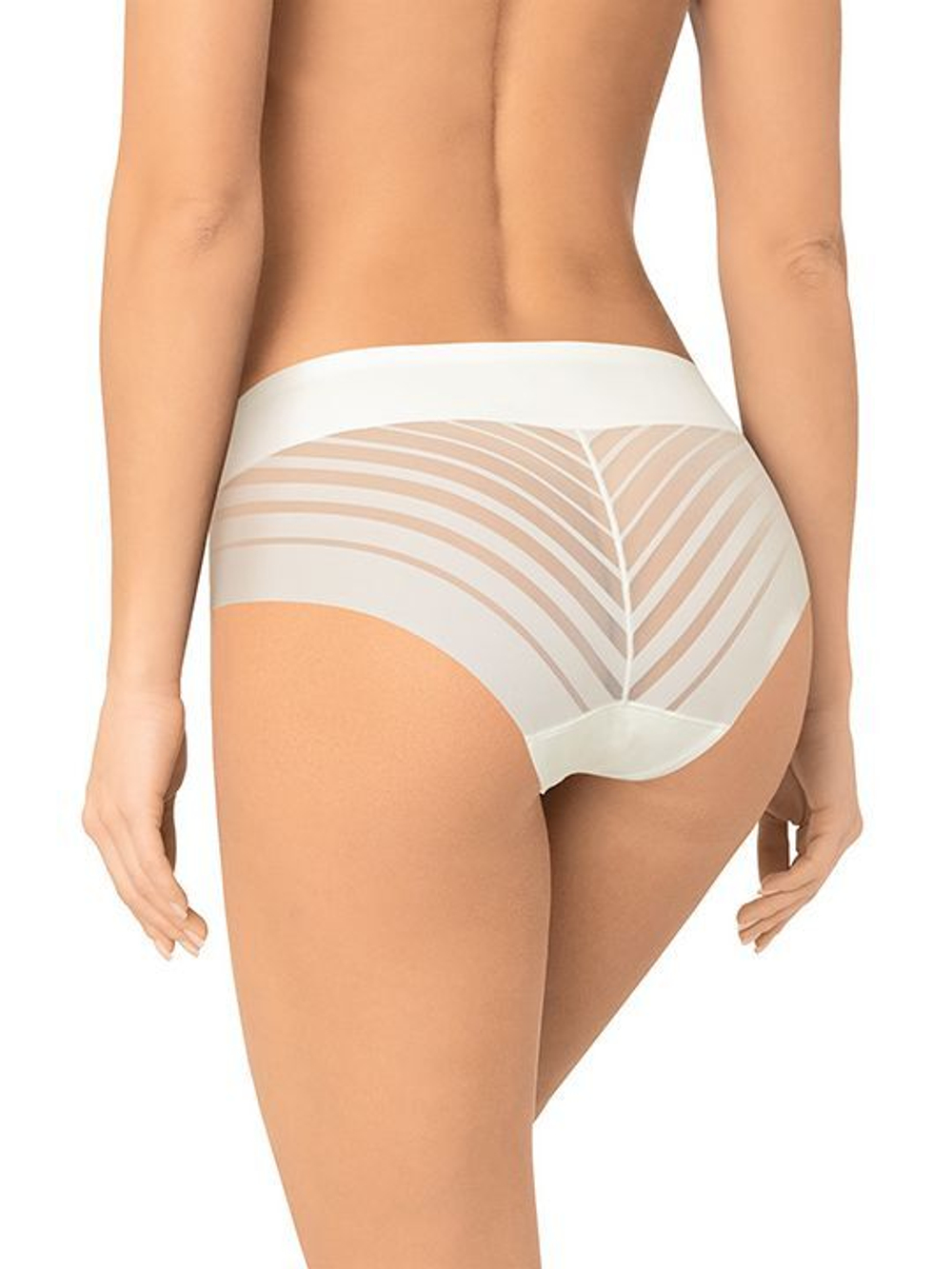 Высокие трусики-слипы с полупрозрачной задней частью в полоску (Размер: L) (Цвет: черный)