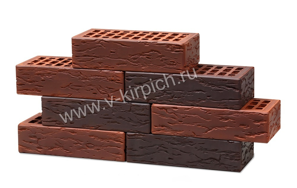 Кирпич лицевой Воротынский одинарный микс антик-кортен, руст