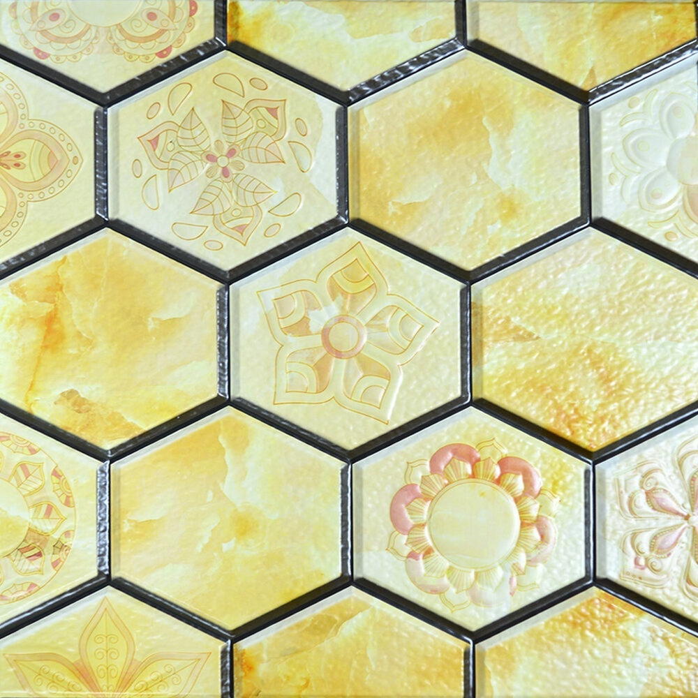 Панель самоклеящаяся 30*30см "Соты", цвет желтый (YL-8015)