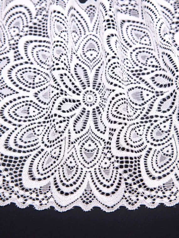 03-257 Кружево эластичное 17 см, павлин, теплый белый