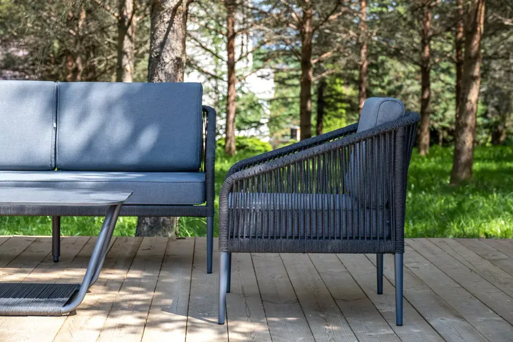 "Канны" модульная угловая лаунж-зона из роупа (веревки), цвет темно-серый