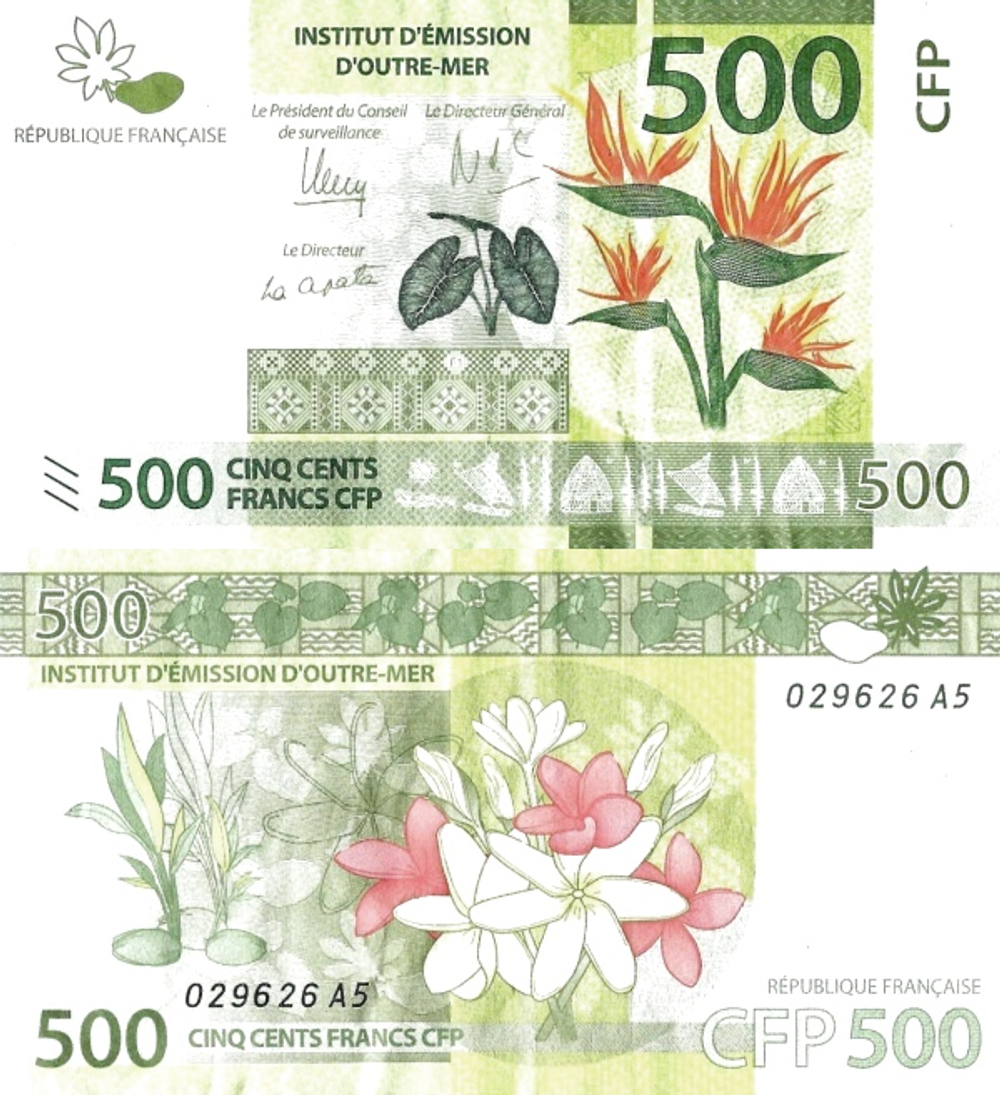 Французская Полинезия 500 франков 2014 Цветок плюмерии UNC