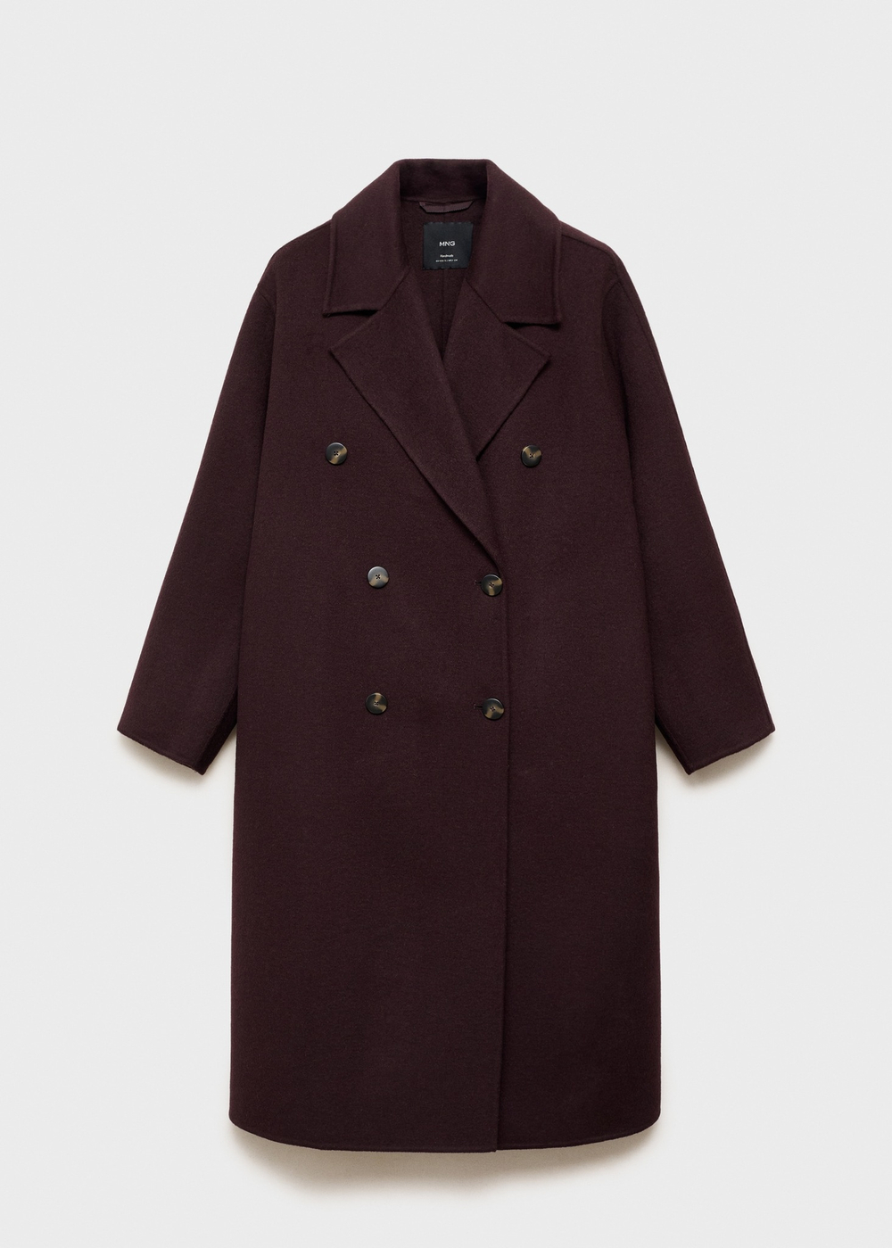 MANGO Шерстяное пальто оверсайз, винный
