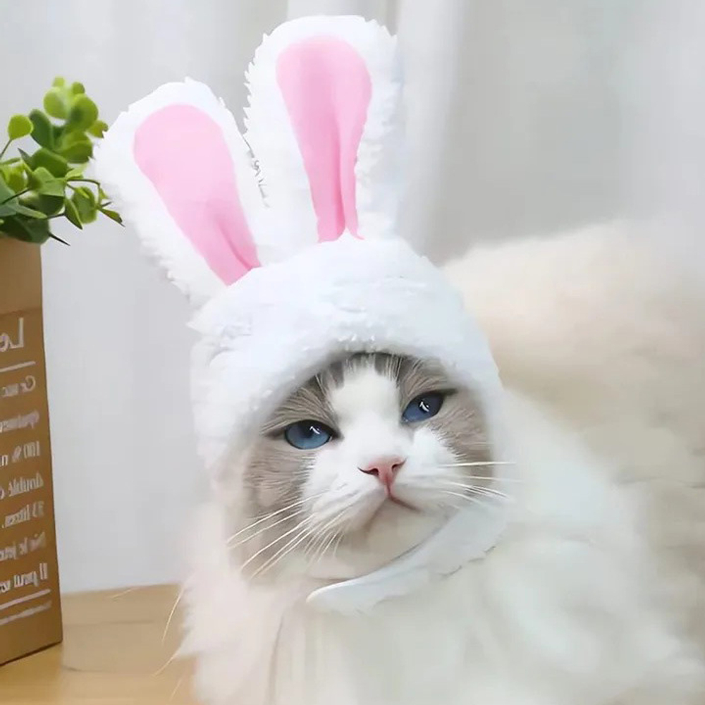 Шапка для животных «Зайка» 20*14см цвет белый Ultramarine