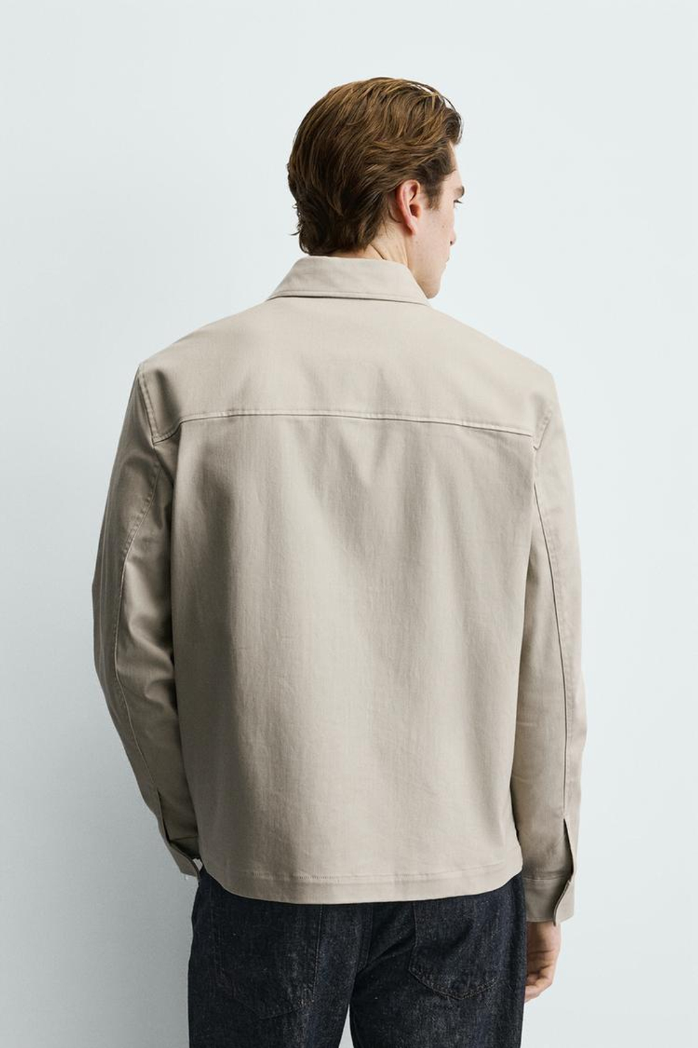 ZARA КУРТКА-РУБАШКА REGULAR FIT С КАРМАНАМИ, БЕЖЕВЫЙ