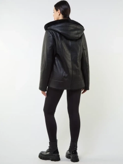 Дубленка зимняя натуральная с капюшоном авиатор пилот