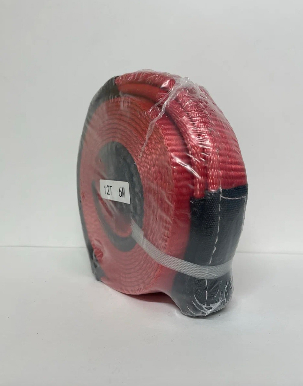 12T-6M / Трос автомобильный буксировочный, 12 тонн, длина 6 метров, ширина 75 мм, стропа, петля-петля, красный, серия - спасатель, TG (1 шт.)