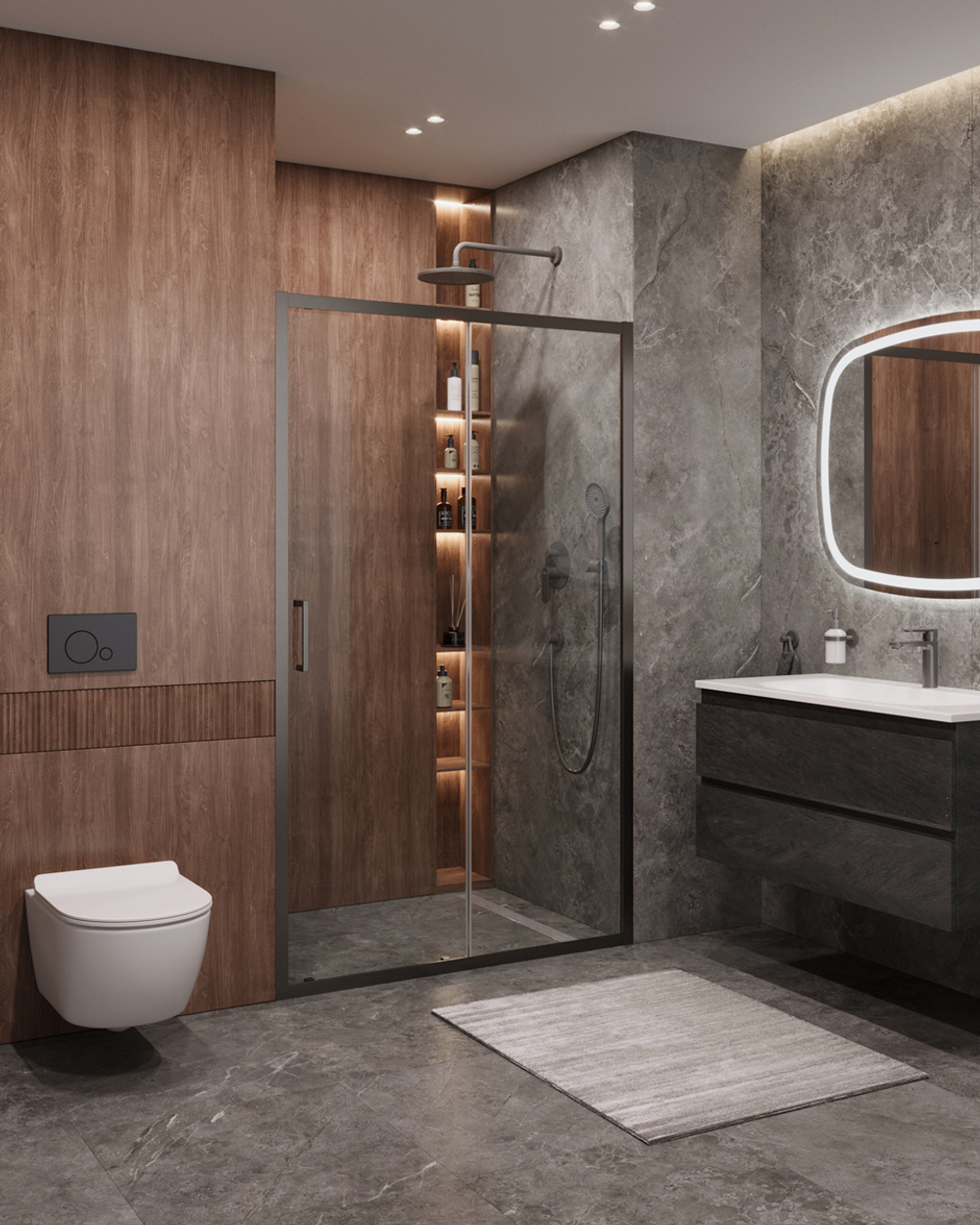 Душевая дверь Cezares MOLVENO-BF-1-120-C-GM-IV, 120х195, профиль оружейная сталь, стекло прозрачное