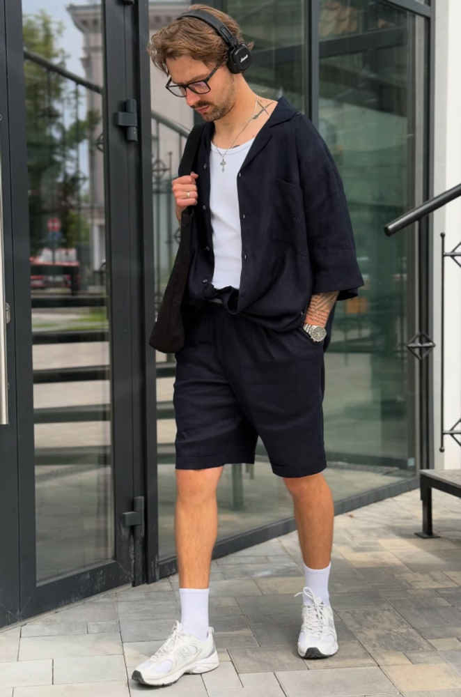 Шорты "Linen" синие