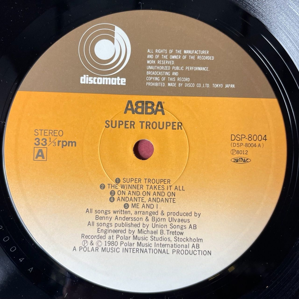 Винтажная виниловая пластинка LP ABBA АББА Super Trouper (Япония 1980) (No Obi) Happy New Year