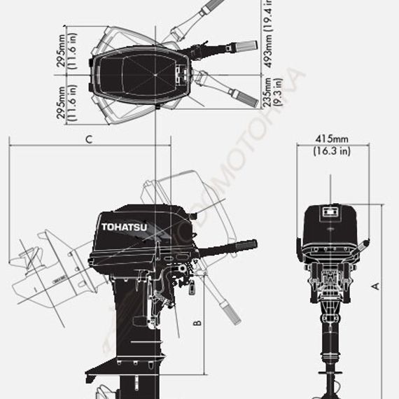 Лодочный мотор Tohatsu M40C S 40 л.с. двухтактный