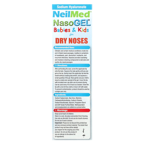NeilMed, NasoGel® для младенцев и детей, от сухости в носу, 28,4 г (1 унция)