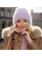 шапка вязаная бини ангора теплая демисезонная с отворотом