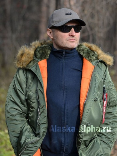 Куртка Аляска Alpha Slim Fit N-3B Parka (оливковая - s.green/orange)