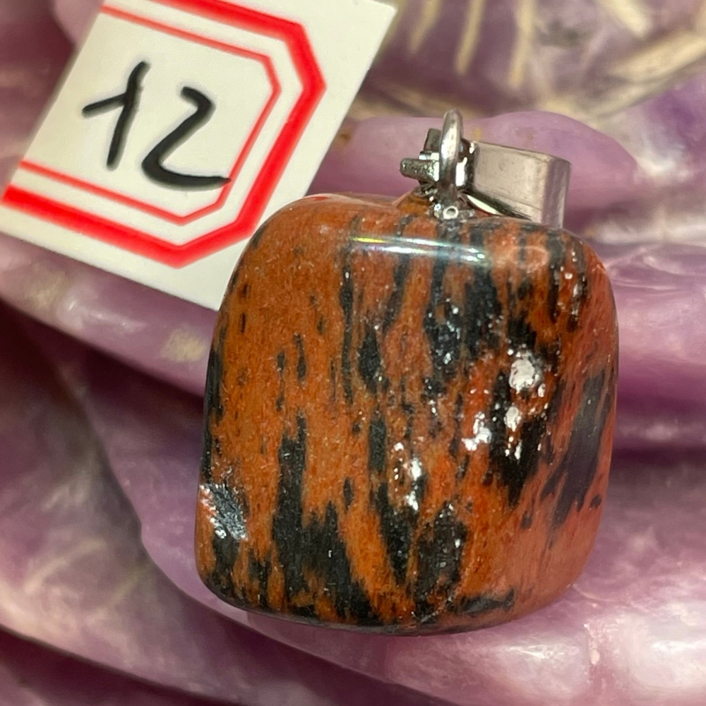 37124 Обсидиан коричневый Кулон галтовка