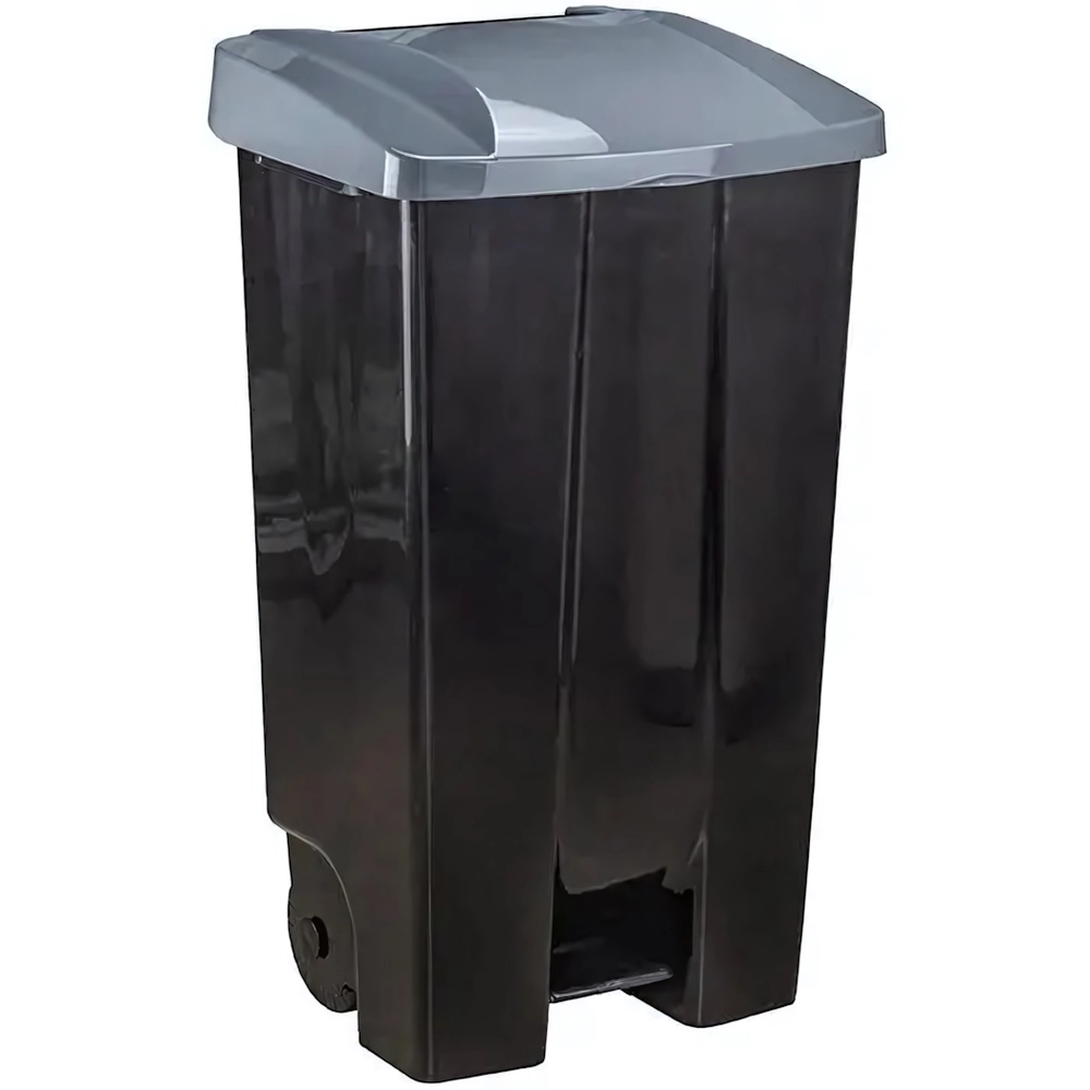 Бак 110л с педалью на колесах Серый