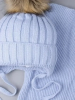 Шапка зимняя детская с помпоном и снуд